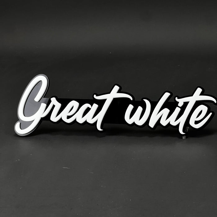 1PC Great white 3D Acrylic Badge - Car Truck Emblem Fender Sticker