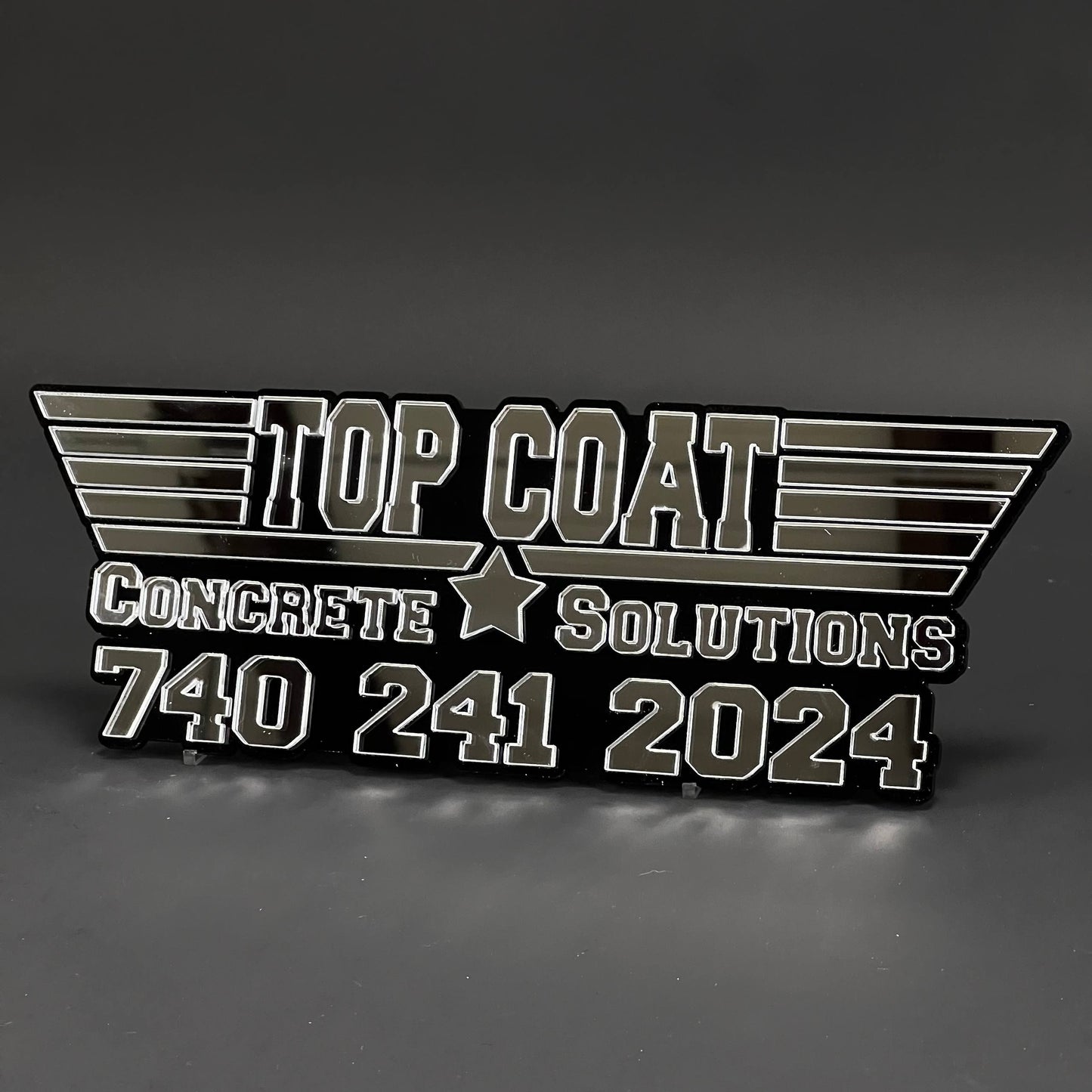 1PC TOP COAT Concrete Solutions 3D Acrylic Car Badge - Fender Emblem