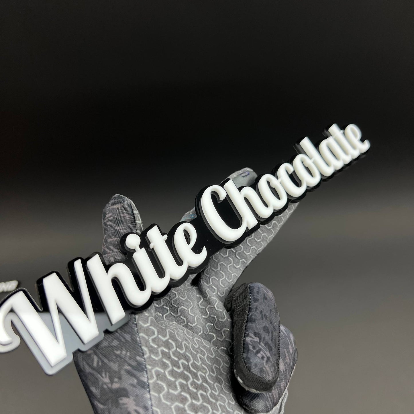 1PC White Chocolate 3D Acrylic Badge - Car Truck Emblem Fender Sticker