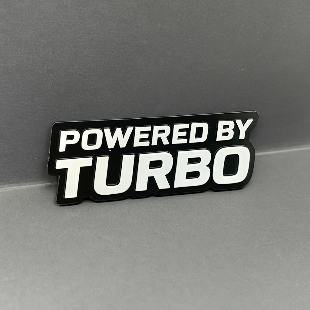 1PC POWERED BY TURBO Badge – Custom 3D Acrylic Multicolor Car Fender Sticker
