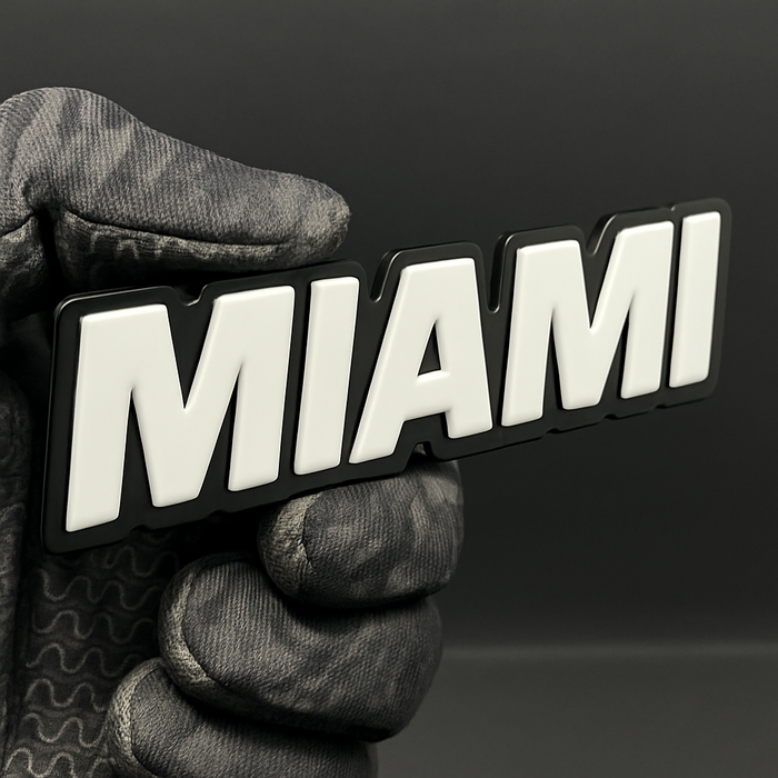 1PC MIAMI Emblem – 3D Acrylic Multicolor Badge for Car, Truck, or SUV