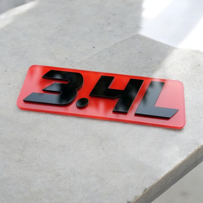 2Pcs Black & Red 3.4L Logo Emblem Fender Trunk Car Badge Sticker Decal