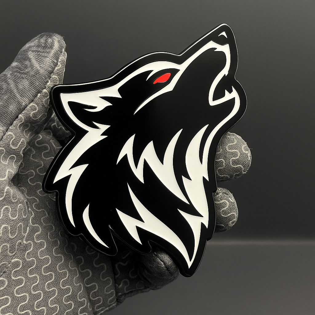 1PCS WOLF 3D Emblem Badge – Acrylic Car, SUV & Truck Fender/Tailgate Decal