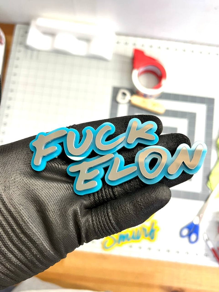 Anti Tesla Anti Elon Musk MULTI COLOR Emblem Badge (1pc)