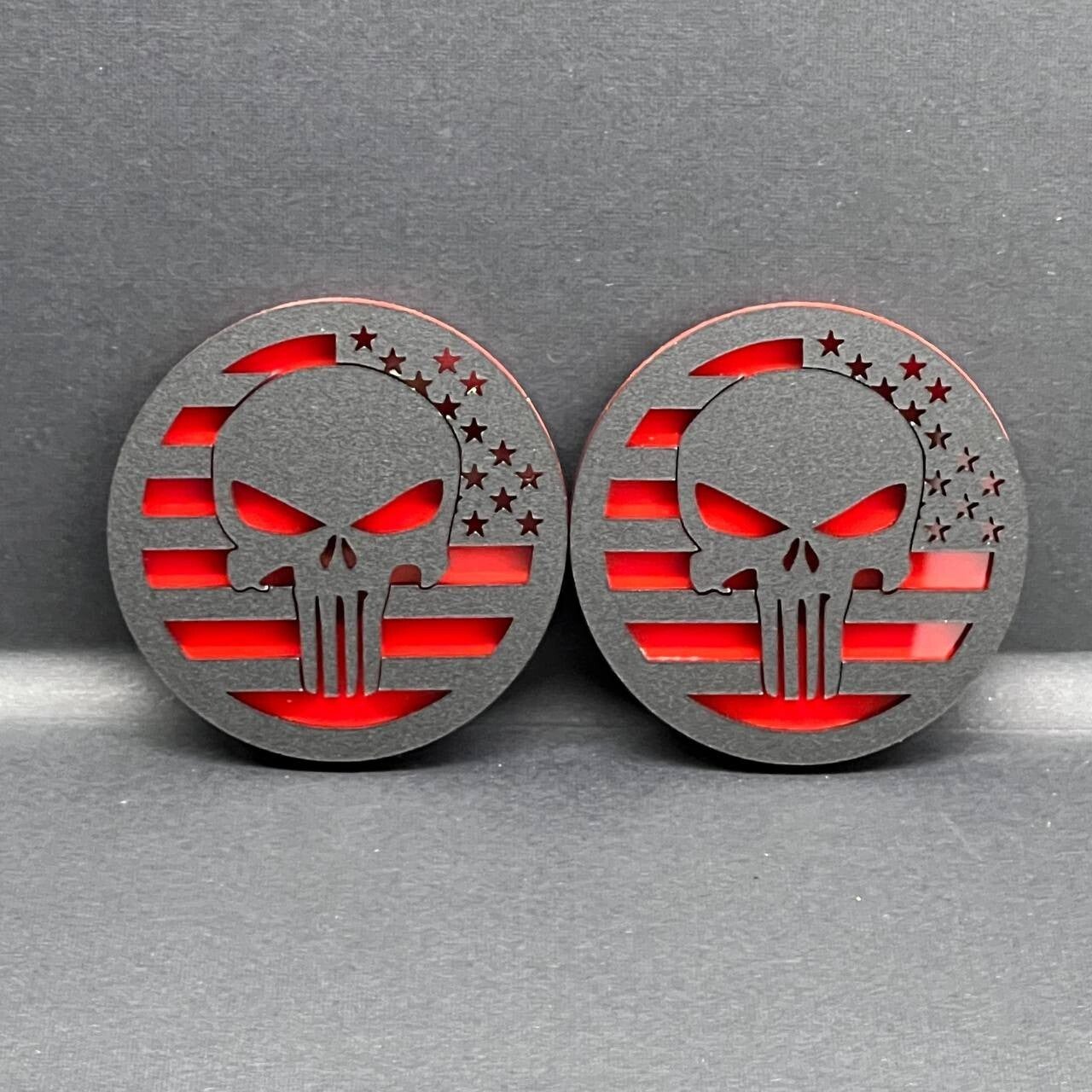 2PCS Black MATE WRANGLER GLADIATOR JL PUNISHER FENDER EMBLEM BADGE FENDER