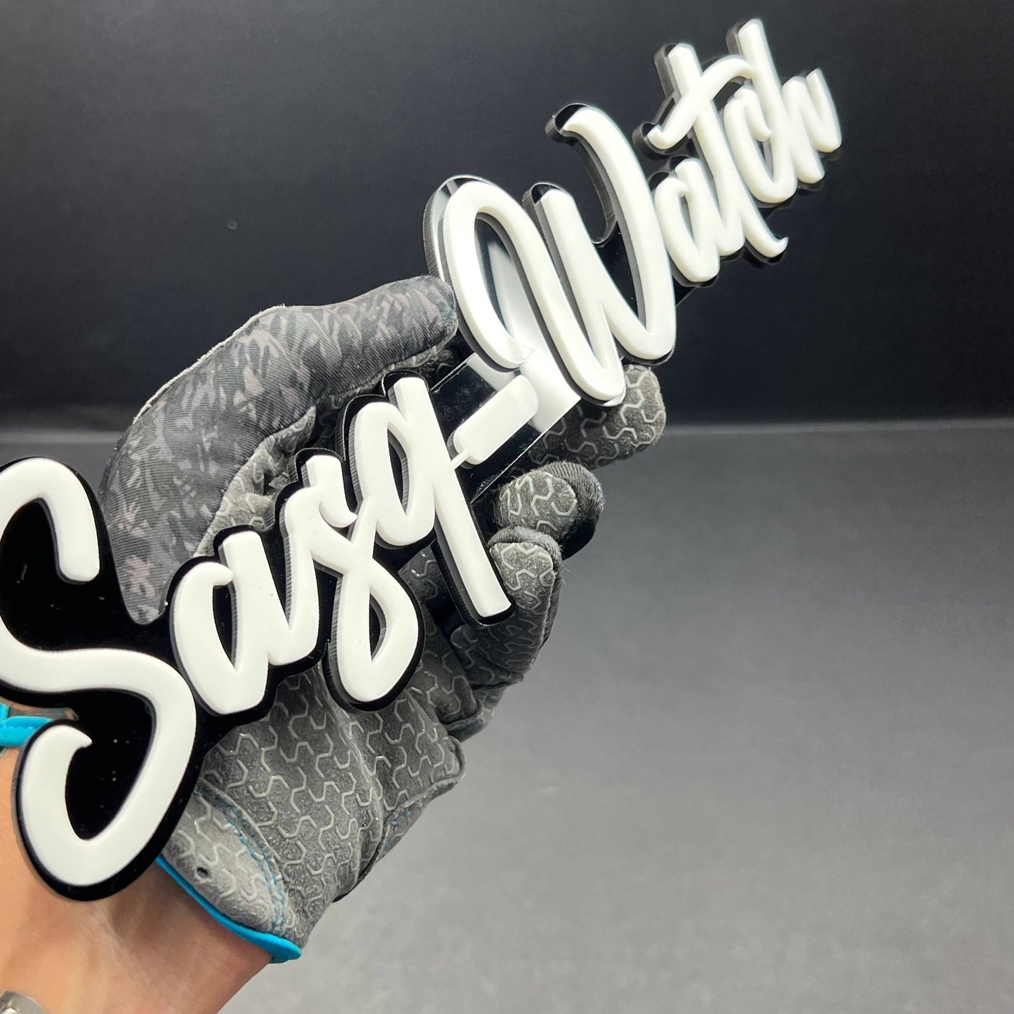 1PCS SASQ-WATCH Emblem – Custom 3D Multicolor Acrylic Car Exterior Badge