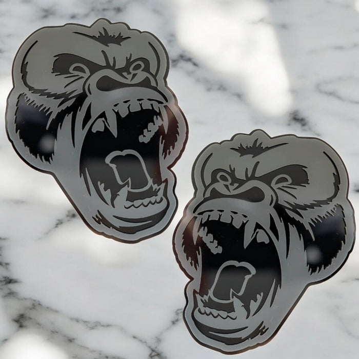 Gorilla Emblem Badges Car Truck (2 BADGES) Fender Angry Agressive