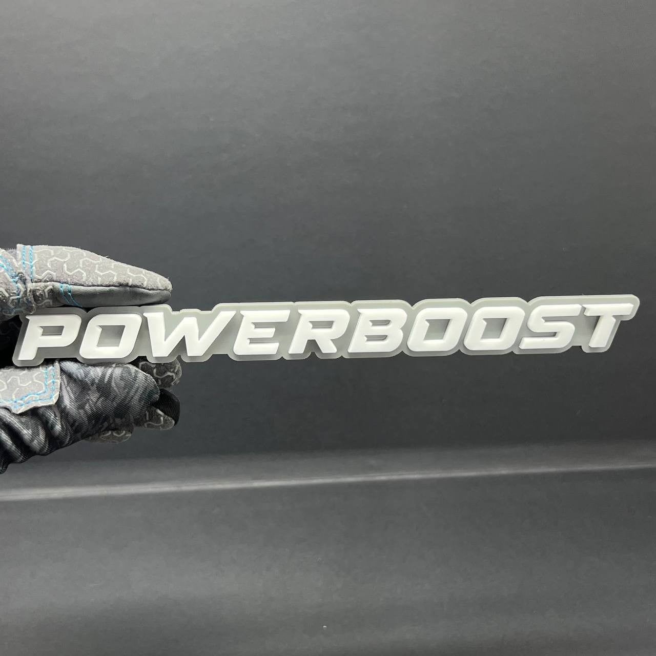 1PC POWERBOOST White Emblem Custom Fender or Tailgate Badge for Car SUV or Truck