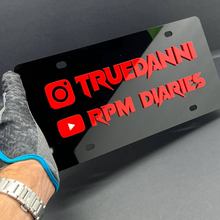 Instagram or YouTube Multicolor Personalized Acrylic 12x6 Custom License Plate