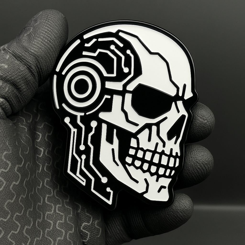 1PCS CYBER SKULL Emblem – 3D Acrylic Tailgate or Fender Badge for Truck SUV Car