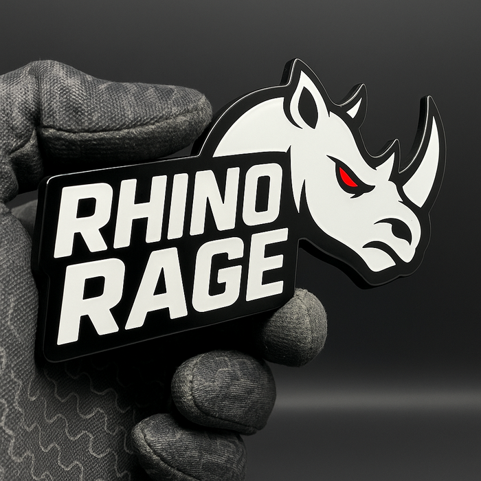 1PC RHINO RAGE Emblem – 3D Multicolor Acrylic Car, SUV, or Truck Badge Decal