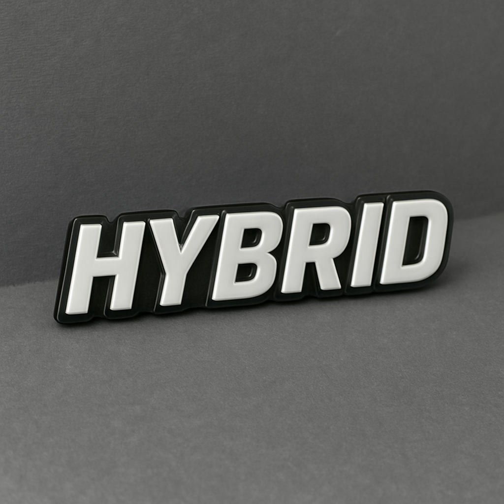 1PC HYBRID Emblem – 3D Multicolor Acrylic Car Fender Tailgate Badge
