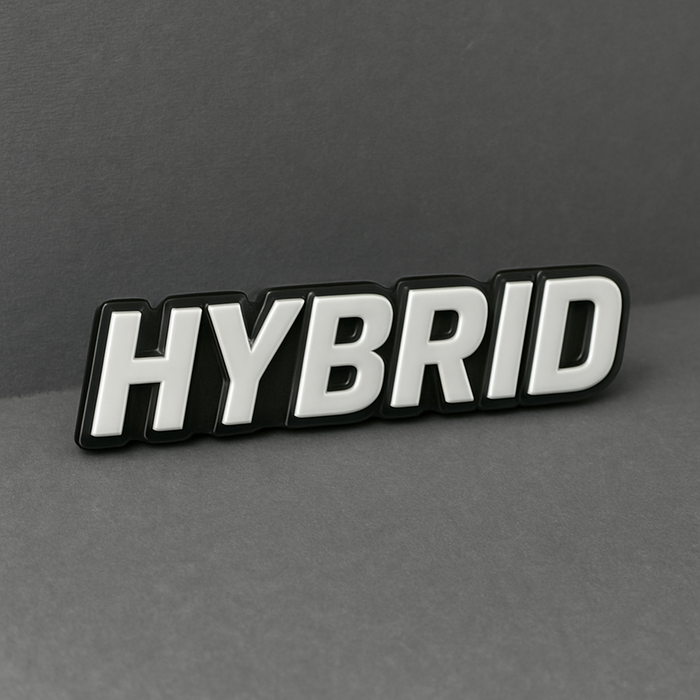 1PC HYBRID Emblem – 3D Multicolor Acrylic Car Fender Tailgate Badge