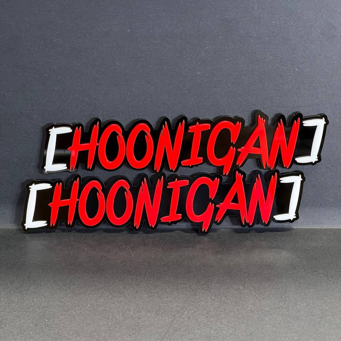 2PCS HOONIGAN 3D Emblem Badges – JDM Drift Style Acrylic Stickers Multicolor