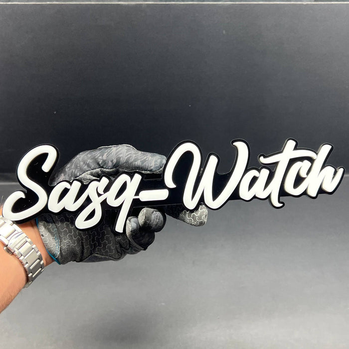 1PCS SASQ-WATCH Emblem – Custom 3D Multicolor Acrylic Car Exterior Badge