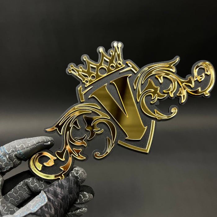 1PC V Crown 3D Acrylic Badge - Car Truck Emblem Fender Tailgate Trunk Sticker