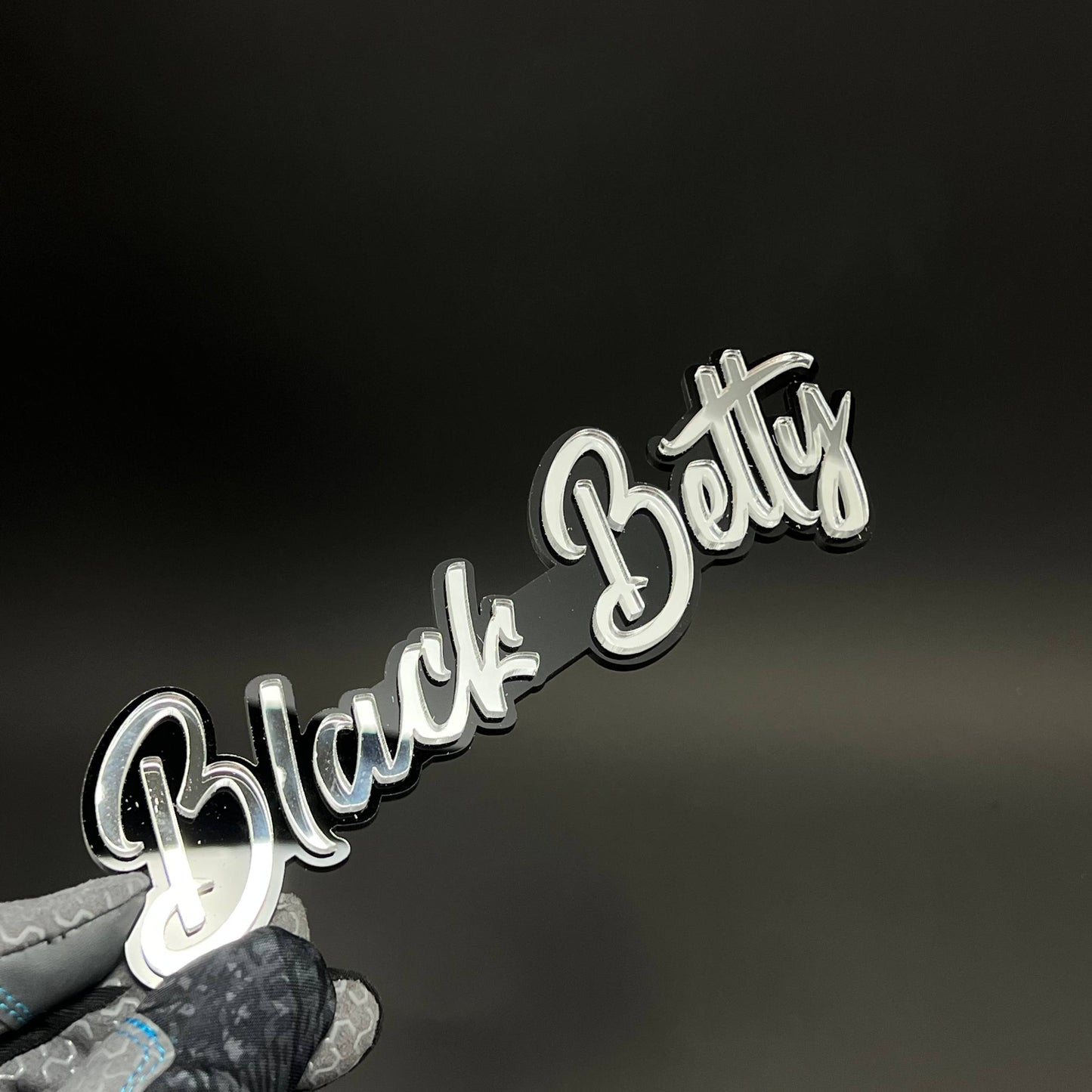 1PC Black Betty White 3D Acrylic Badge - Car Truck Emblem Fender Sticker