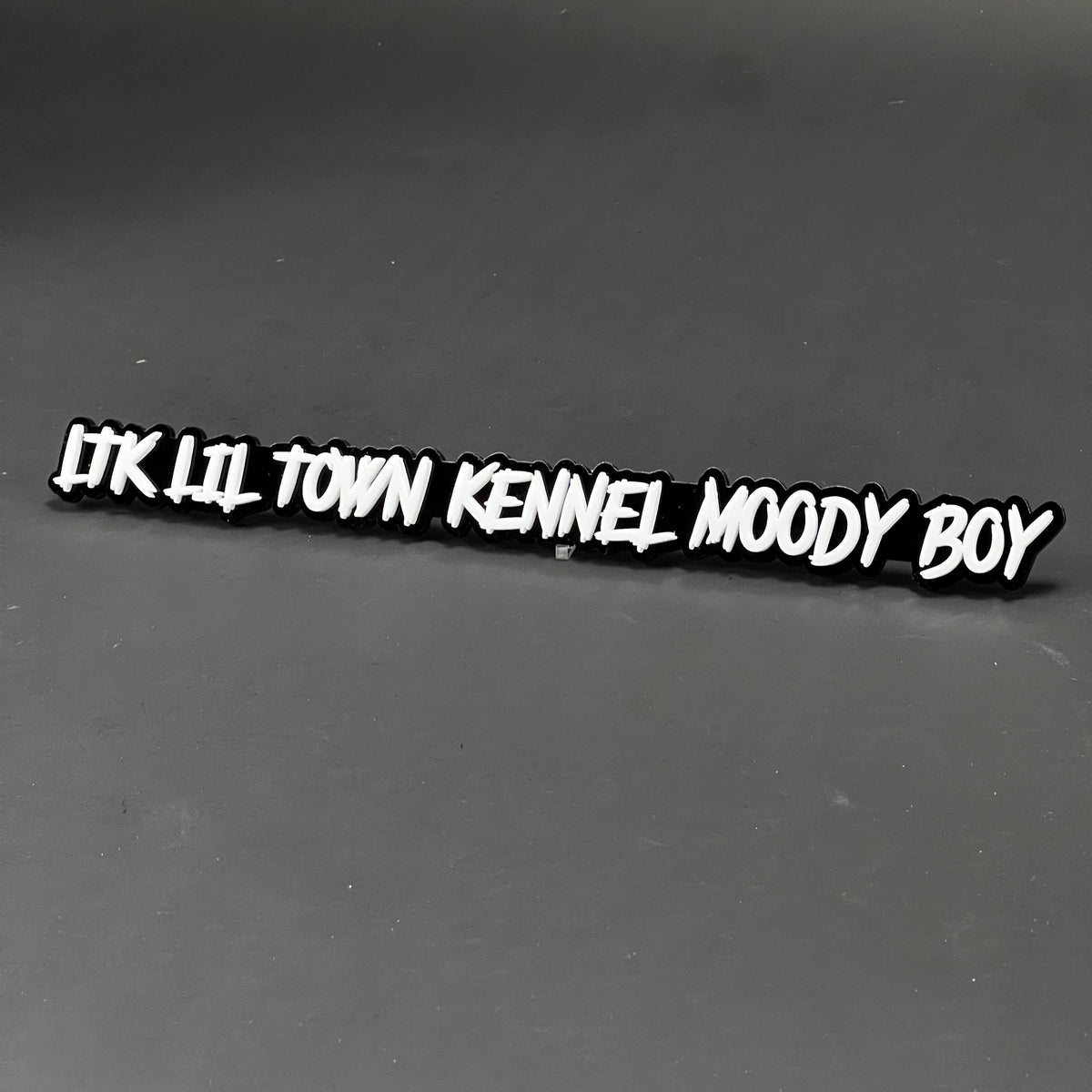 1PC LTK LIL TOWN KENNEL MOODY BOY 3D Acrylic Car Badge - Fender Emblem