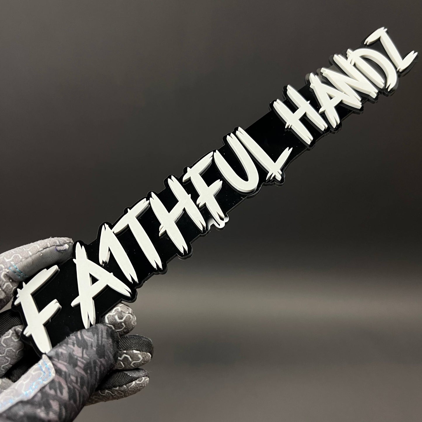 1PC FAITHFUL HANDZ 3D Acrylic Badge - Car Truck Emblem Fender Sticker