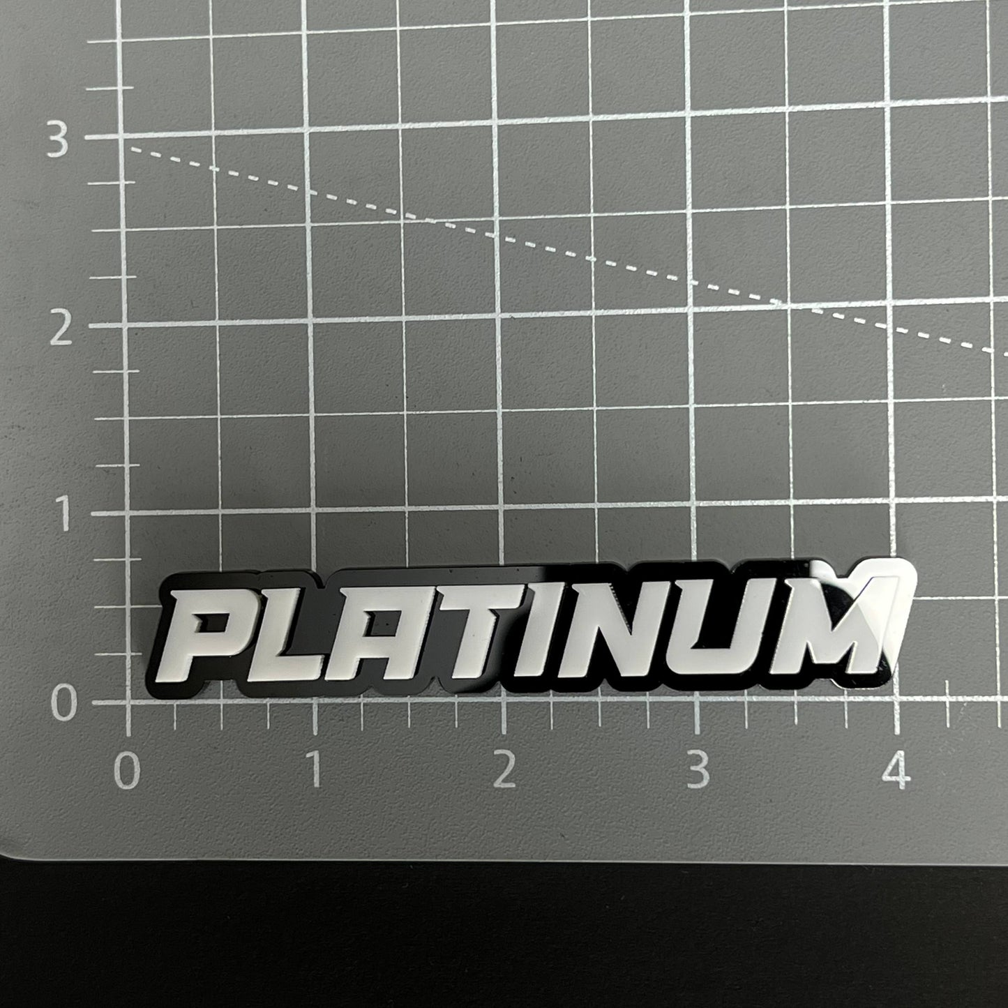 1PC PLATINUM (White) 3D Acrylic Badge - Car Truck Emblem Fender Sticker