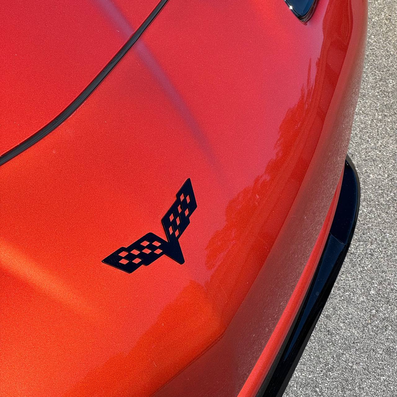 1PC Corvette Crossed Flags 3D Acrylic Badge - Car Truck Emblem Fender Sticker
