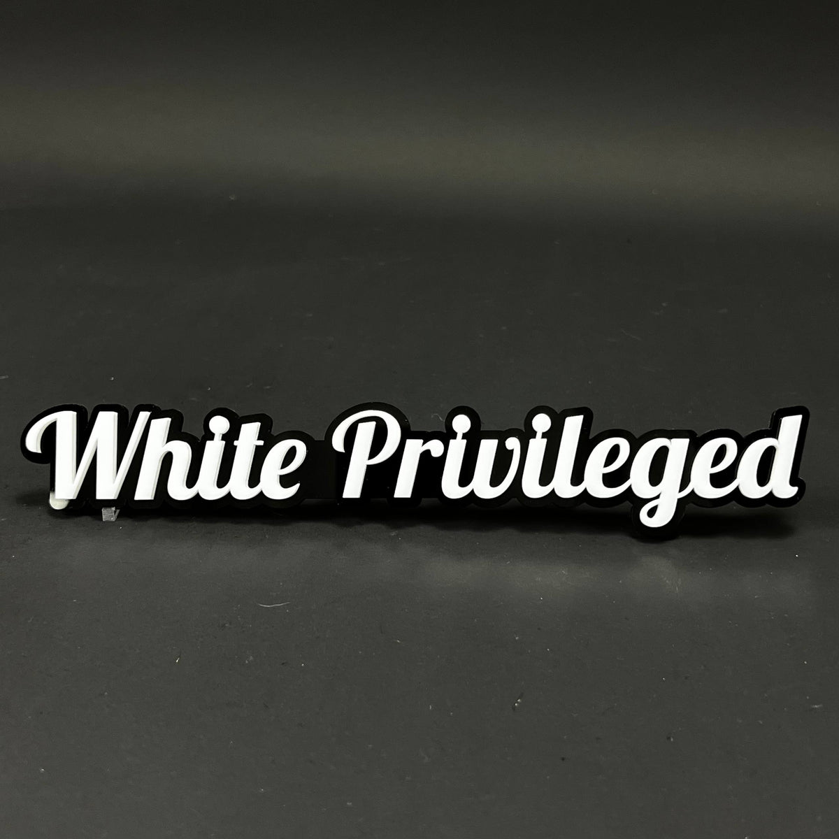 1PC White Privileged 3D Acrylic Badge - Car Truck Emblem Fender Sticker
