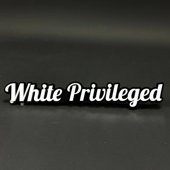 1PC White Privileged 3D Acrylic Badge - Car Truck Emblem Fender Sticker