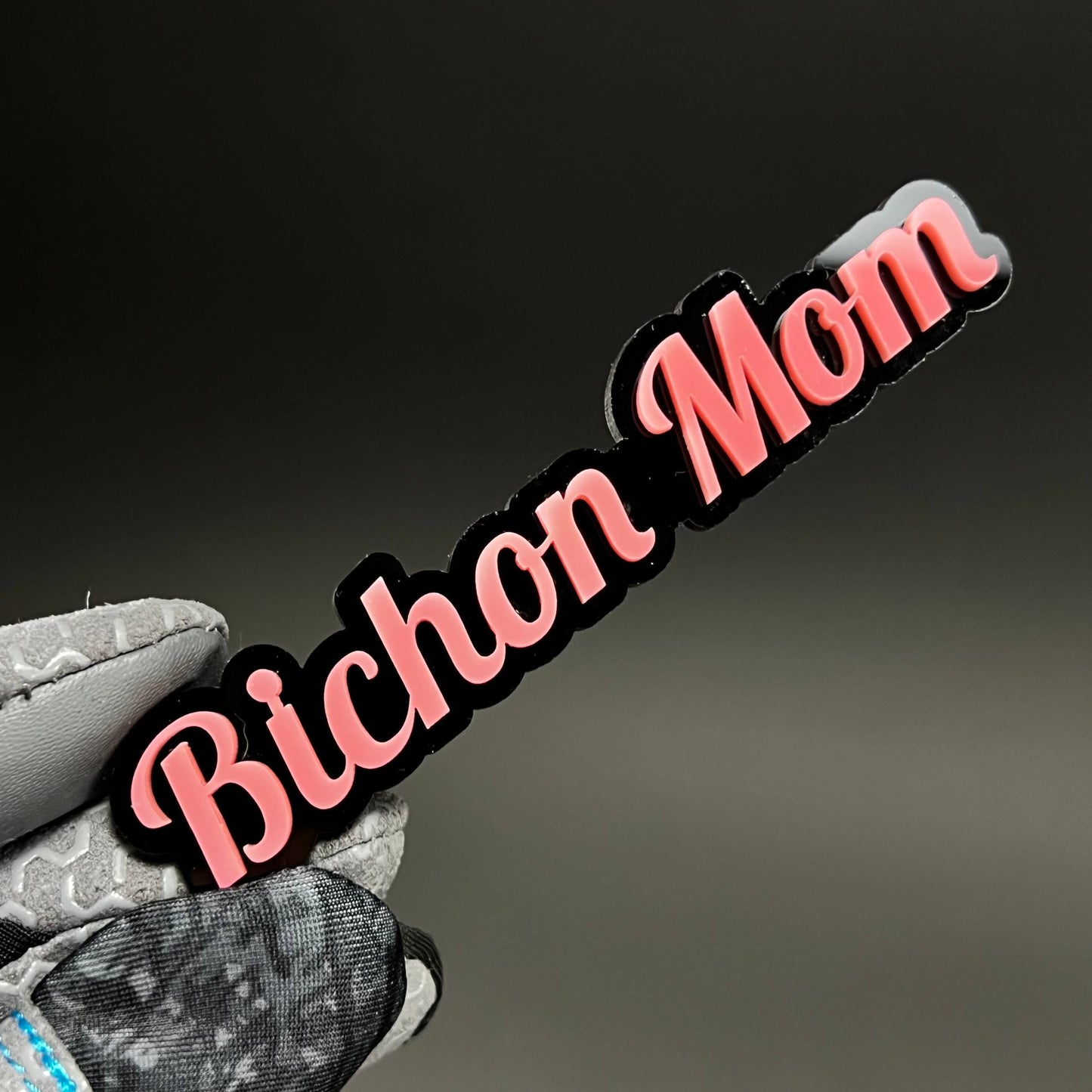 1PC Bichon Mom 3D Acrylic Badge - Car Truck Emblem Fender Tailgate Trunk Sticker