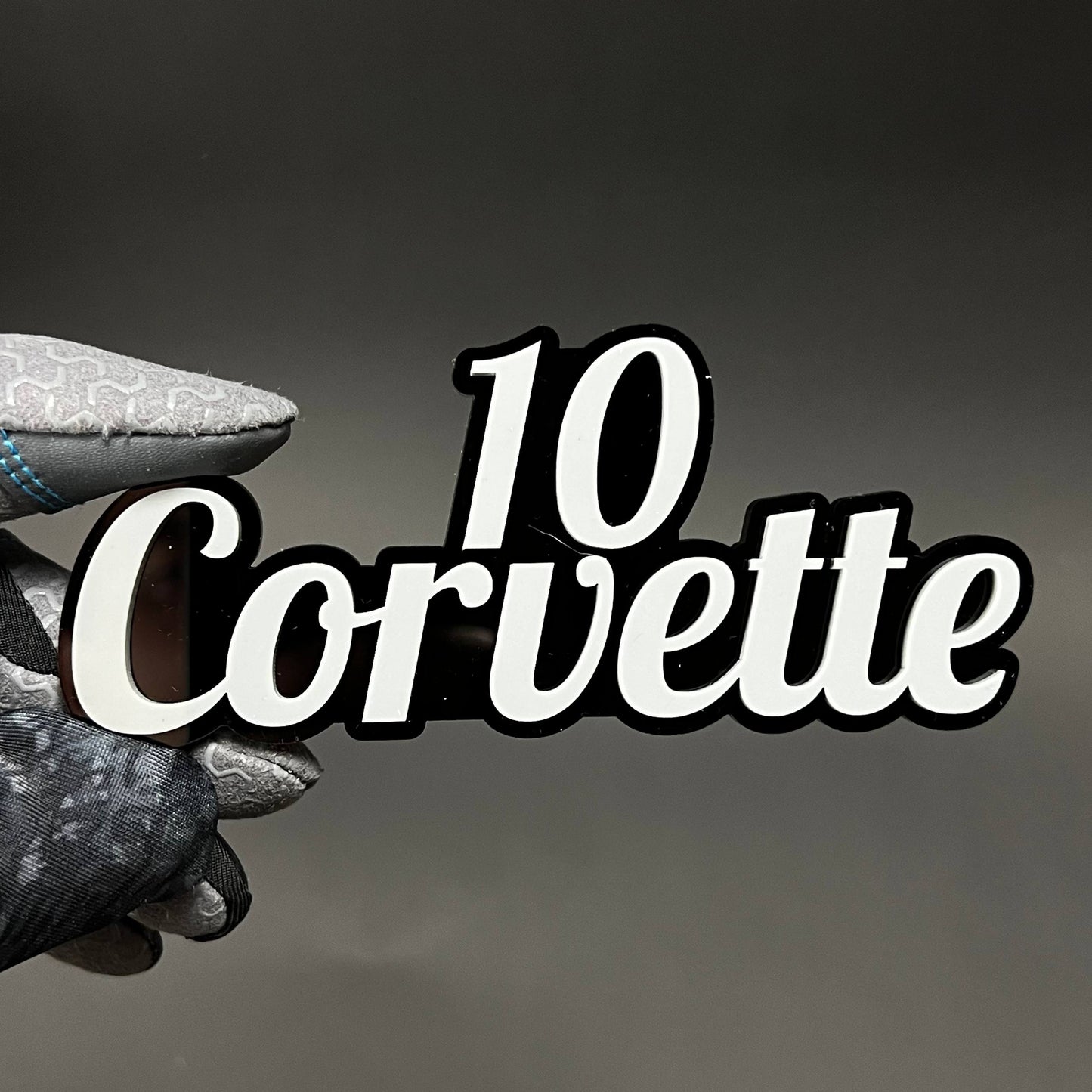 1PC 10 Corvette 3D Acrylic Badge - Car Truck Emblem Fender Sticker