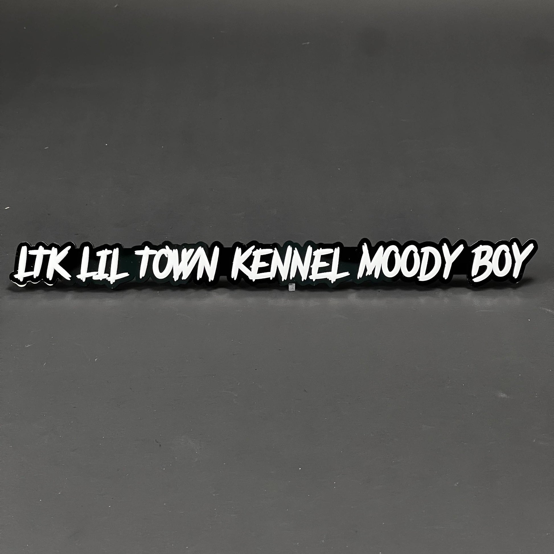 1PC LTK LIL TOWN KENNEL MOODY BOY 3D Acrylic Car Badge - Fender Emblem
