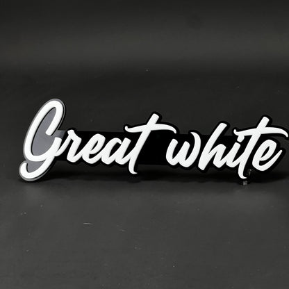 1PC Great white 3D Acrylic Badge - Car Truck Emblem Fender Sticker