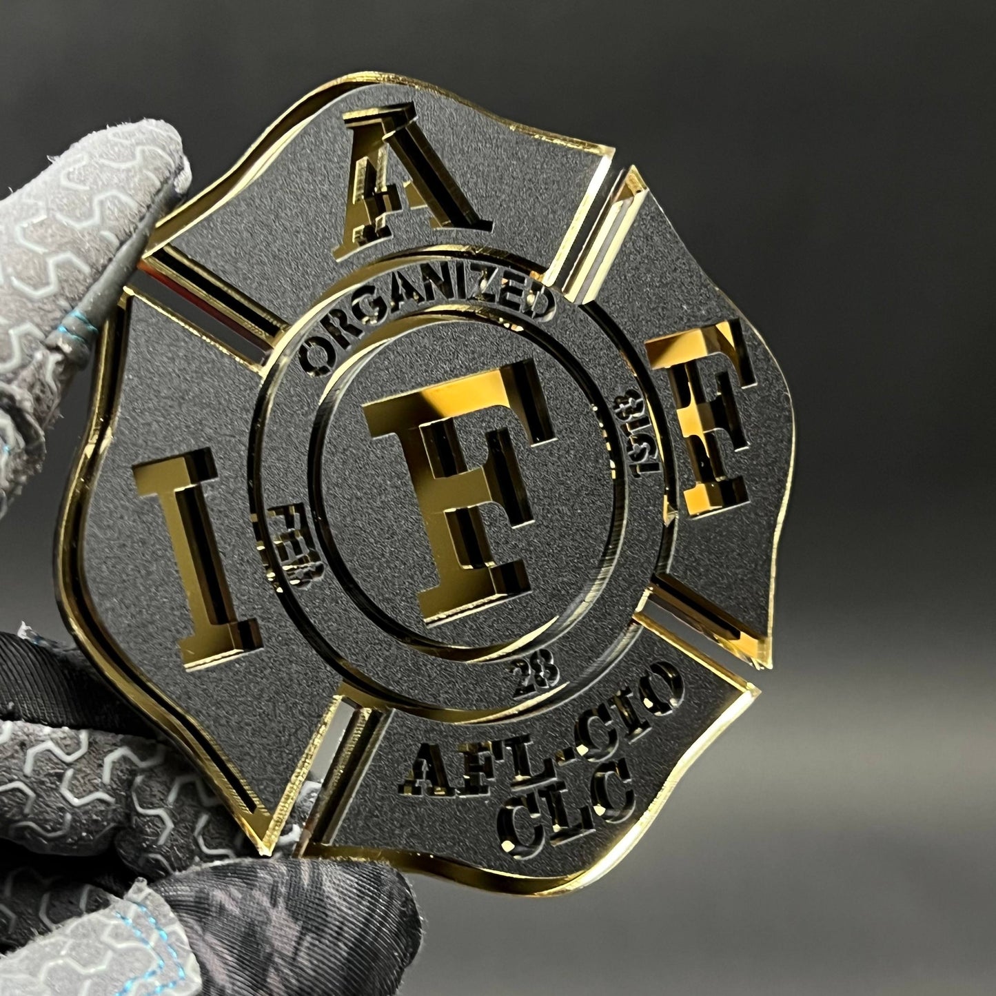 1PC IAFF Firefighter Cross 3D Acrylic Badge - Car Truck Emblem Fender Sticker