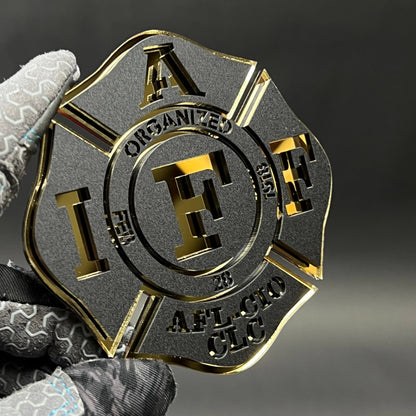 1PC IAFF Firefighter Cross 3D Acrylic Badge - Car Truck Emblem Fender Sticker