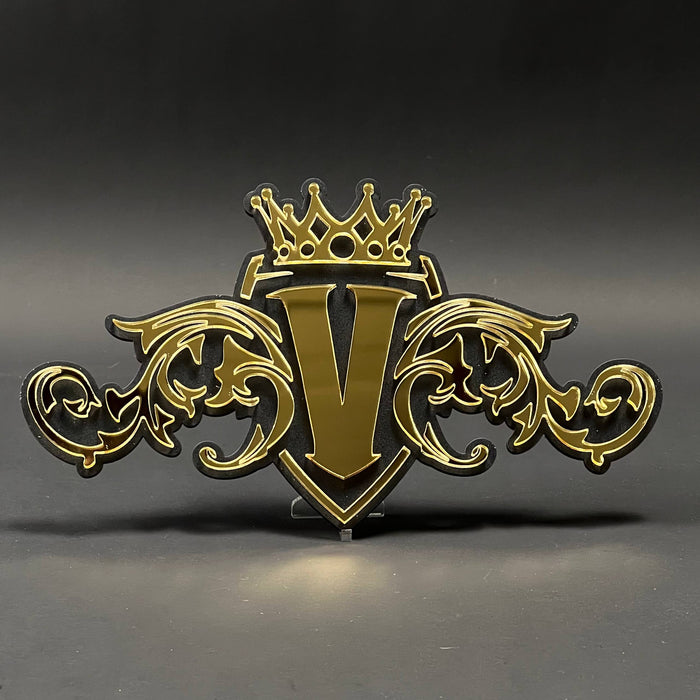 1PC V Crest 3D Acrylic Badge - Car Truck Emblem Fender Tailgate Trunk Sticker