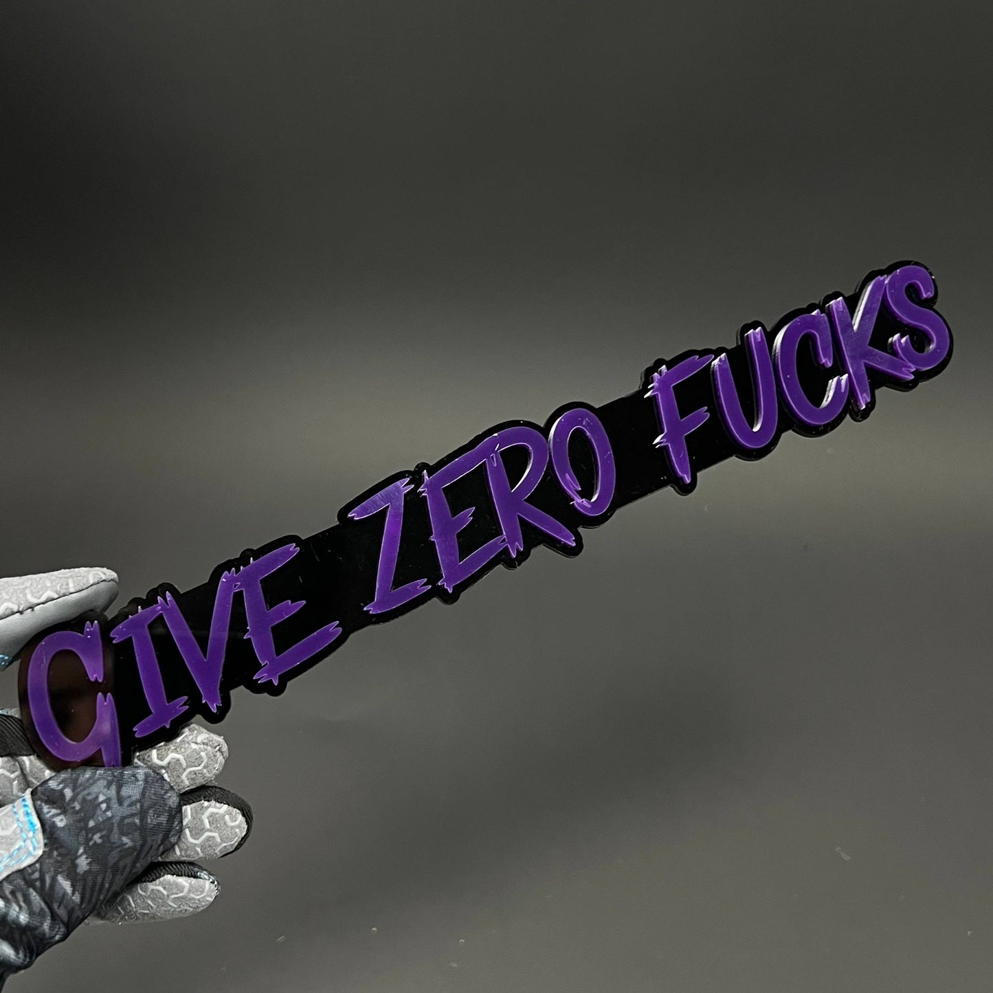1PC GIVE ZERO FUCKS 3D Acrylic Badge - Car Truck Emblem Fender Sticker