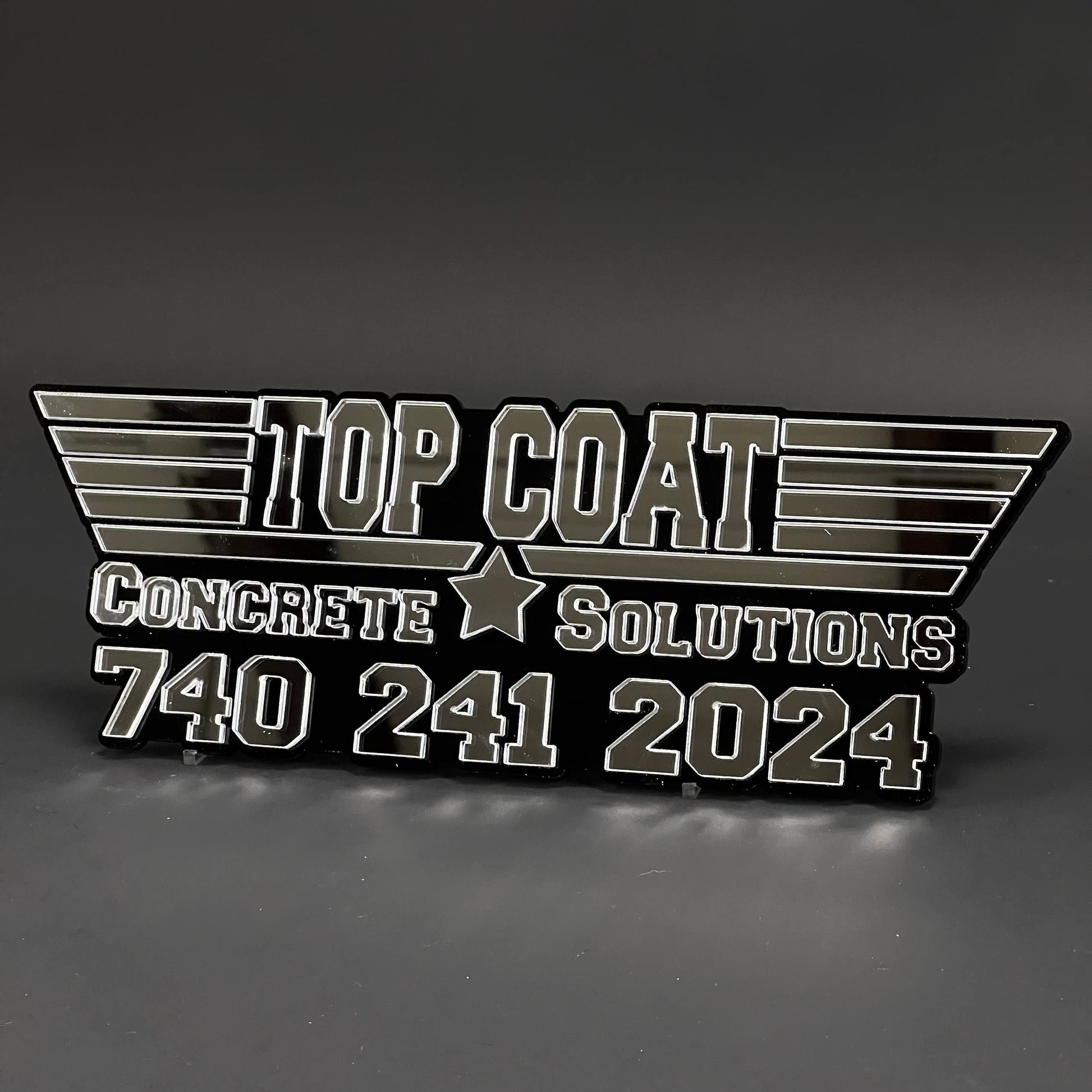 1PC TOP COAT Concrete Solutions 3D Acrylic Car Badge - Fender Emblem