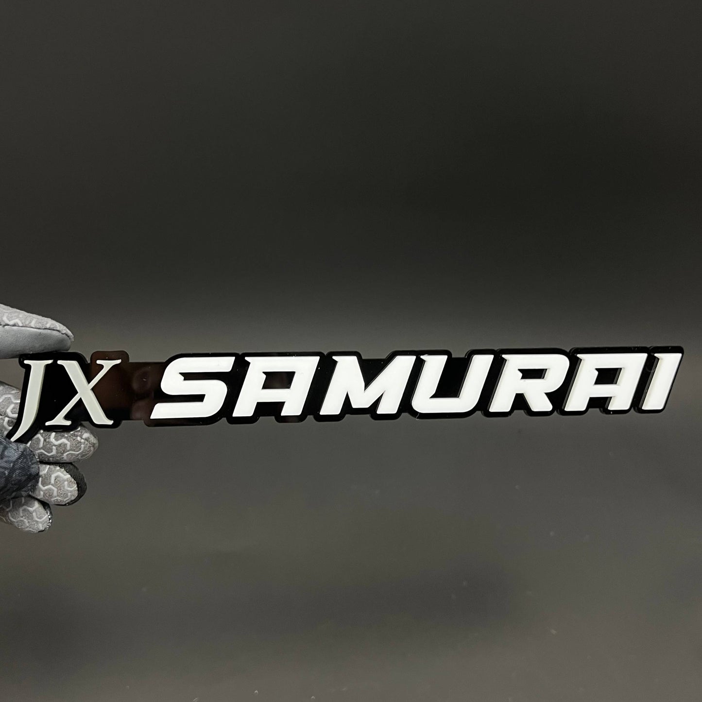 1PC JX SAMURAI 3D Acrylic Badge - Car Truck Emblem Fender Tailgate Trunk Sticker