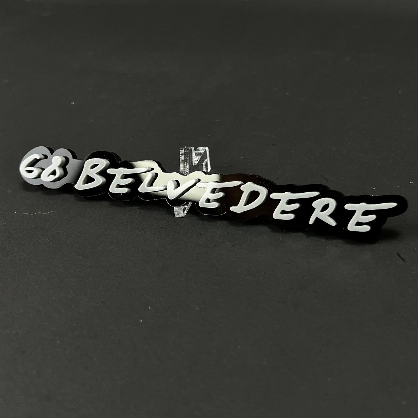 1PC 68 BELVEDERE 3D Acrylic Badge - Car Truck Emblem Fender Sticker