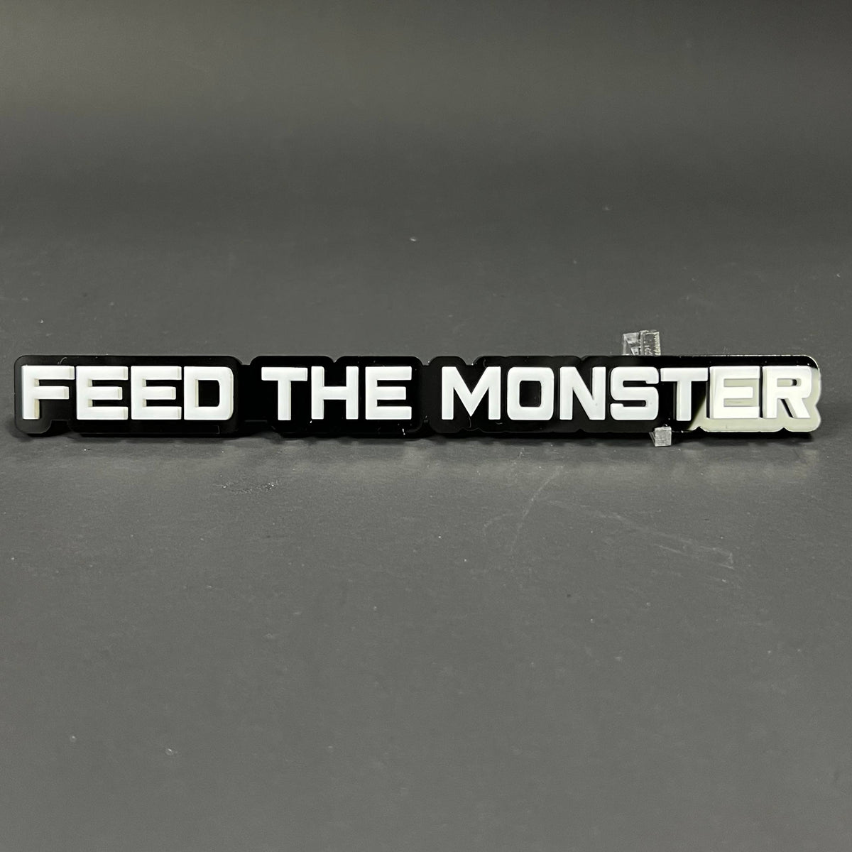 1PC FEED THE MONSTER 3D Acrylic Badge - Car Truck Emblem Fender Sticker