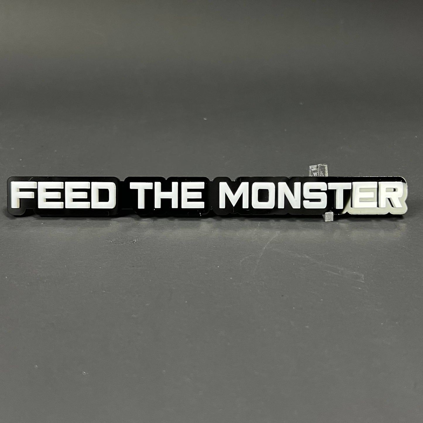 1PC FEED THE MONSTER 3D Acrylic Badge - Car Truck Emblem Fender Sticker