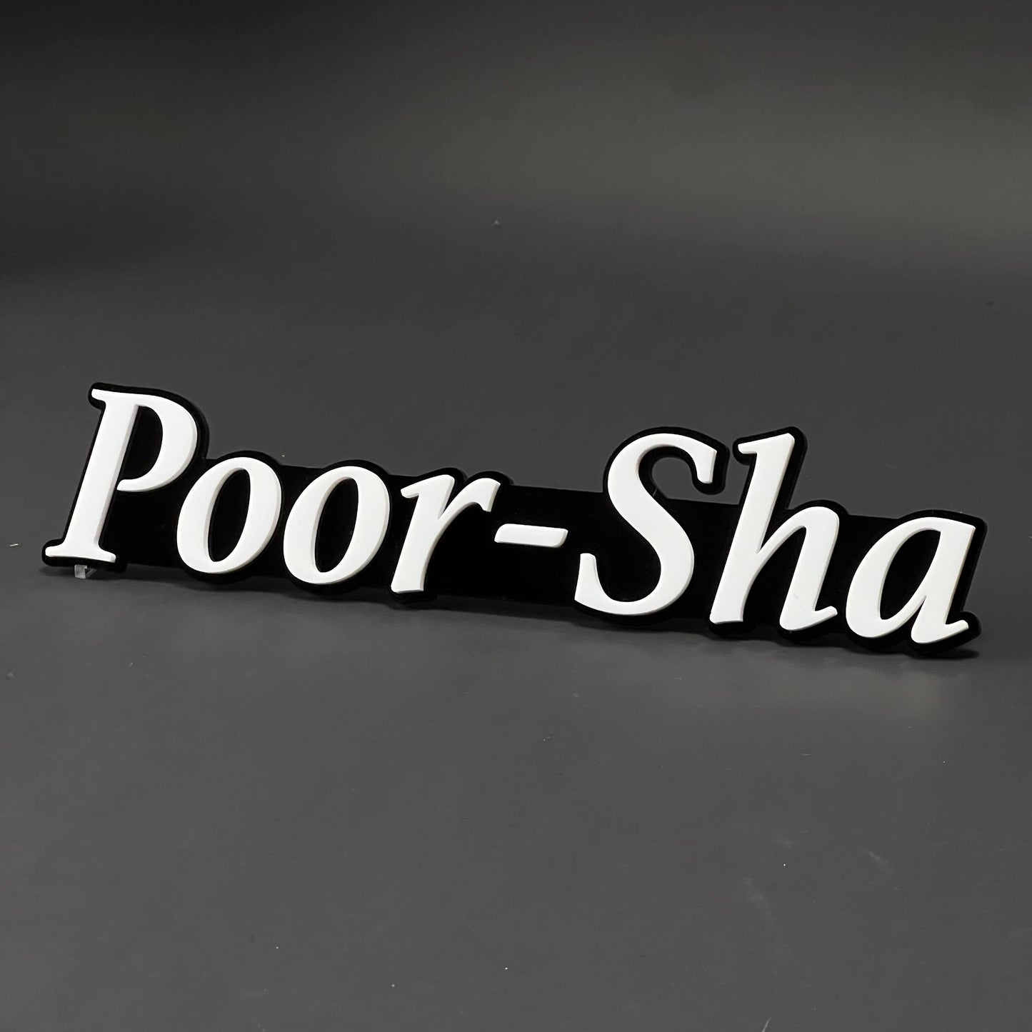 1PC Poor-Sha 3D Acrylic Badge - Car Truck Emblem Fender Tailgate Trunk Sticker