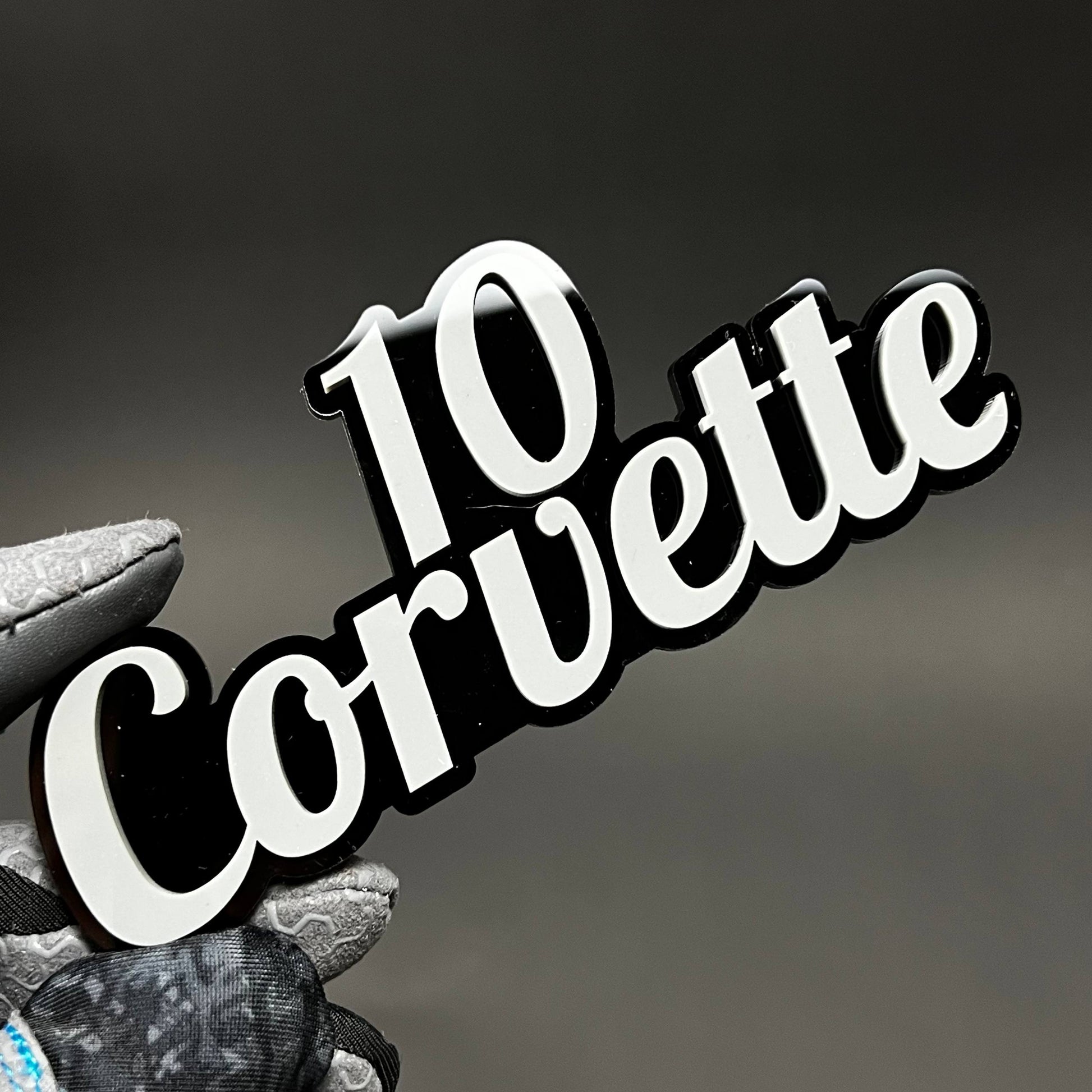 1PC 10 Corvette 3D Acrylic Badge - Car Truck Emblem Fender Sticker