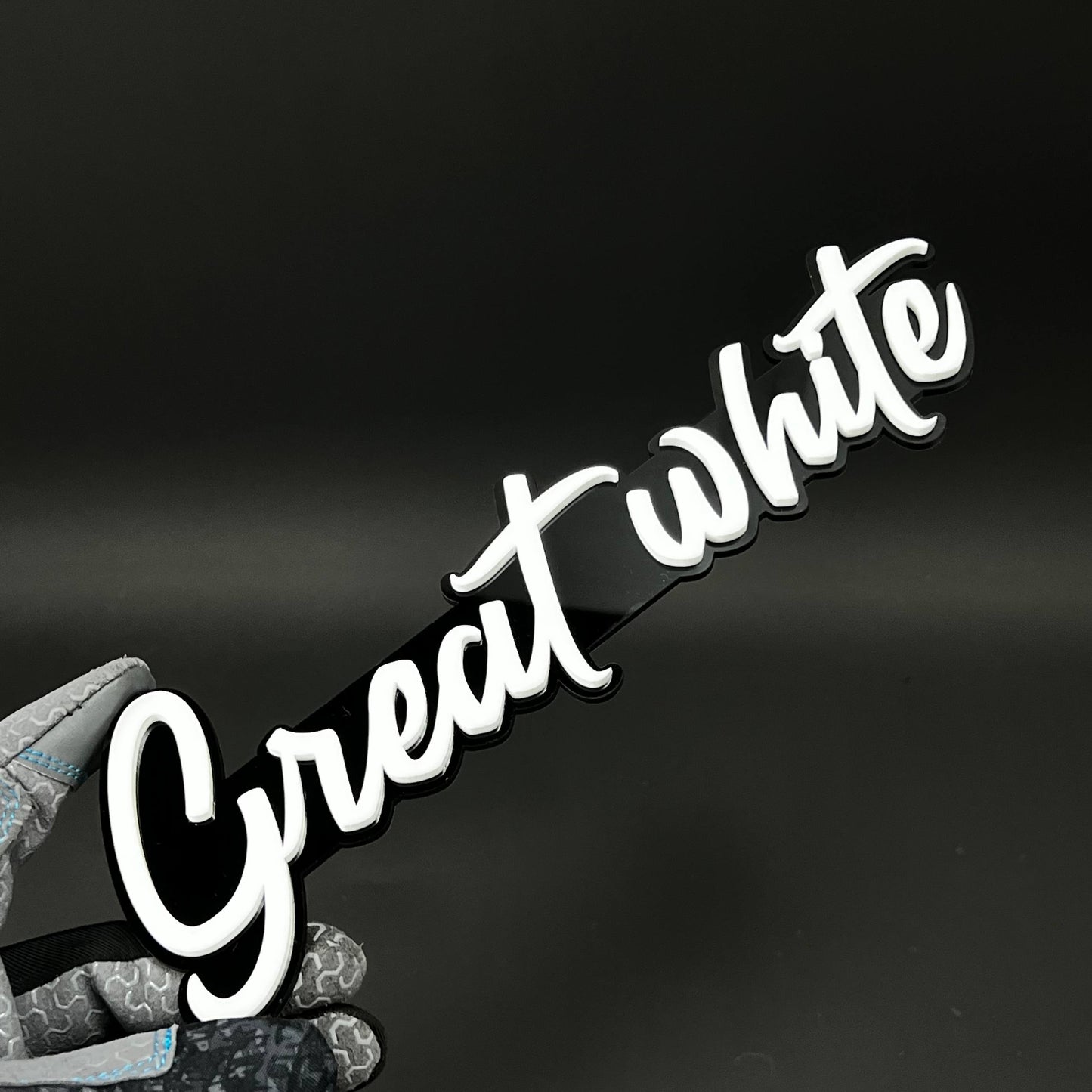 1PC Great white 3D Acrylic Badge - Car Truck Emblem Fender Sticker