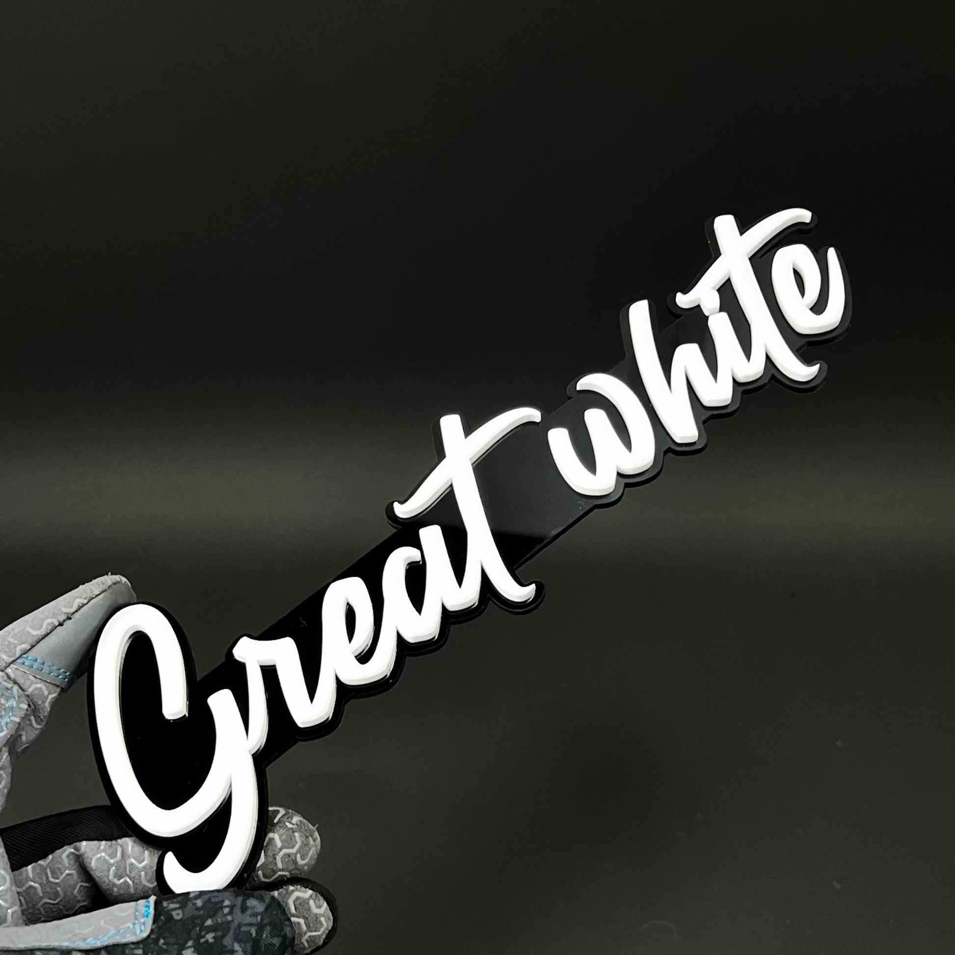 1PC Great white 3D Acrylic Badge - Car Truck Emblem Fender Sticker