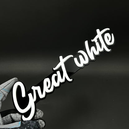 1PC Great white 3D Acrylic Badge - Car Truck Emblem Fender Sticker