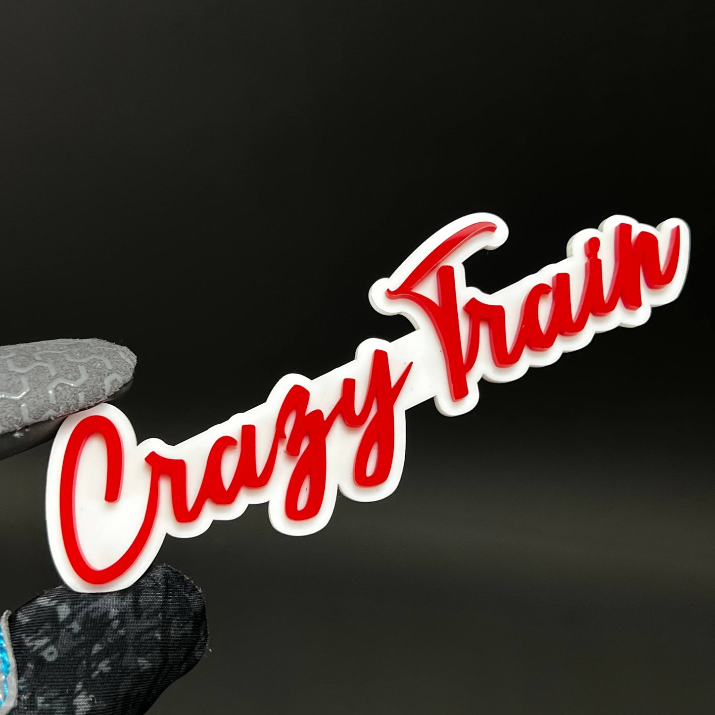 1PC Crazy Train (Red) 3D Acrylic Badge - Car Truck Emblem Fender Sticker