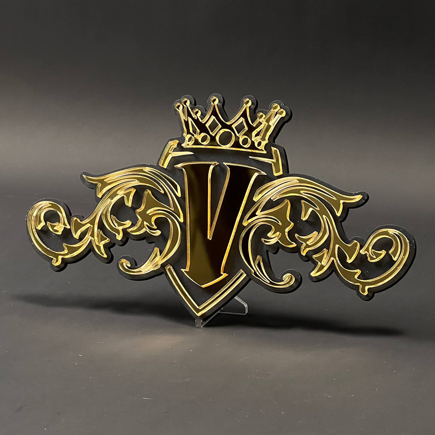 1PC V Crest 3D Acrylic Badge - Car Truck Emblem Fender Tailgate Trunk Sticker