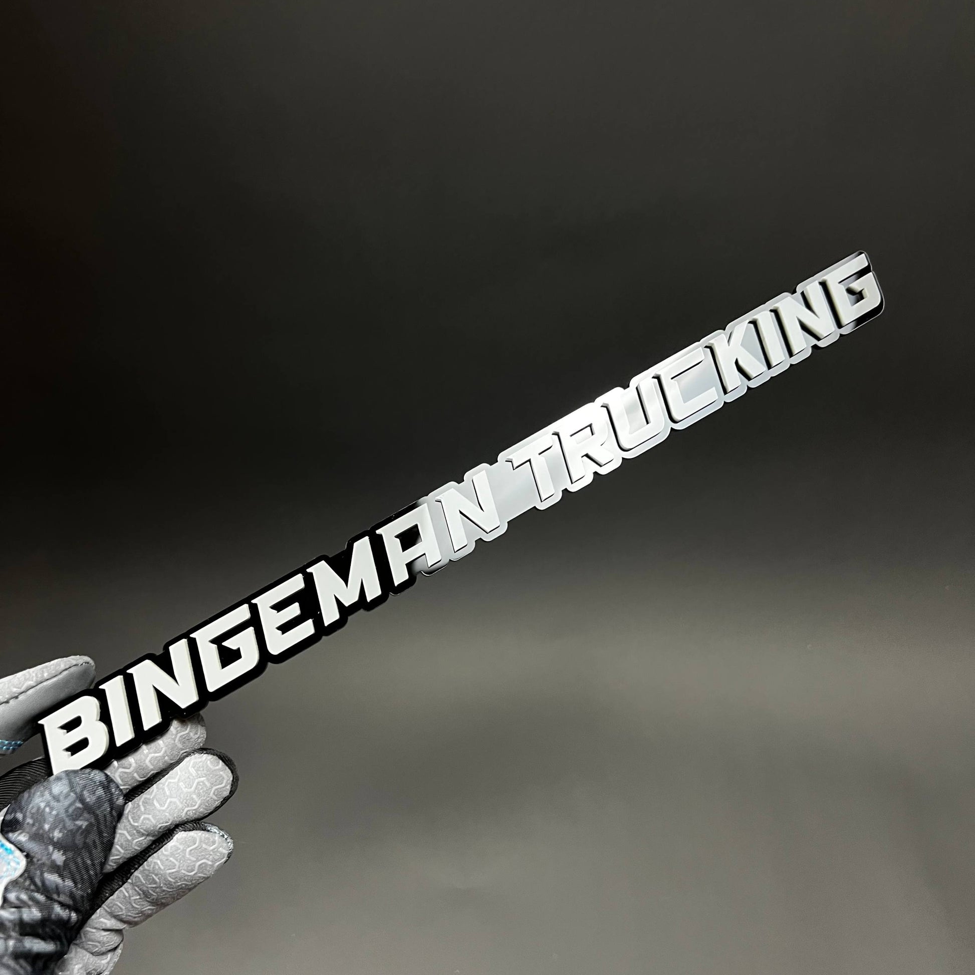 1PC BINGEMAN TRUCKING 3D Acrylic Badge - Car Truck Emblem Fender Sticker