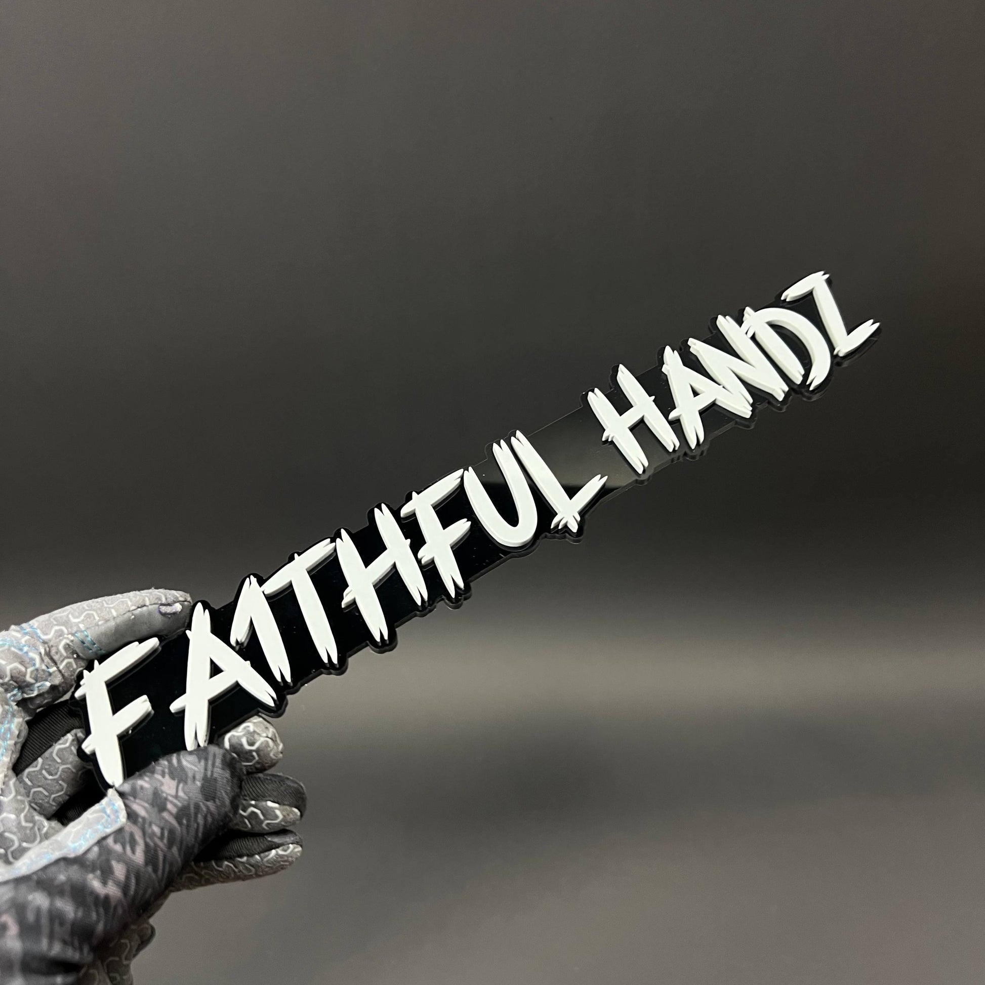 1PC FAITHFUL HANDZ 3D Acrylic Badge - Car Truck Emblem Fender Sticker
