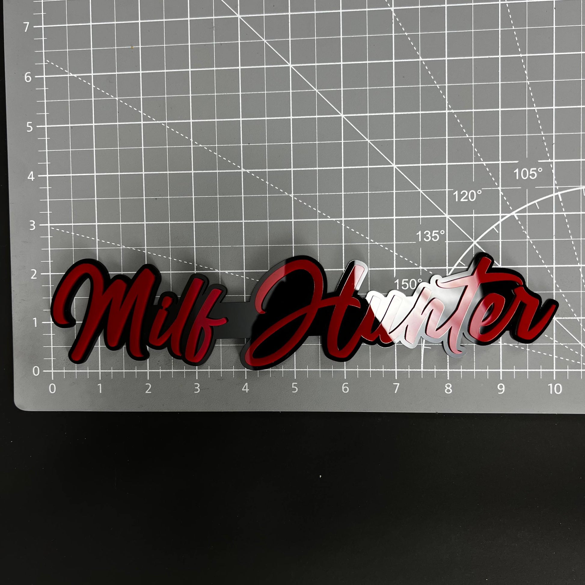 1PC Milf Hunter 3D Acrylic Badge - Car Truck Emblem Fender Sticker